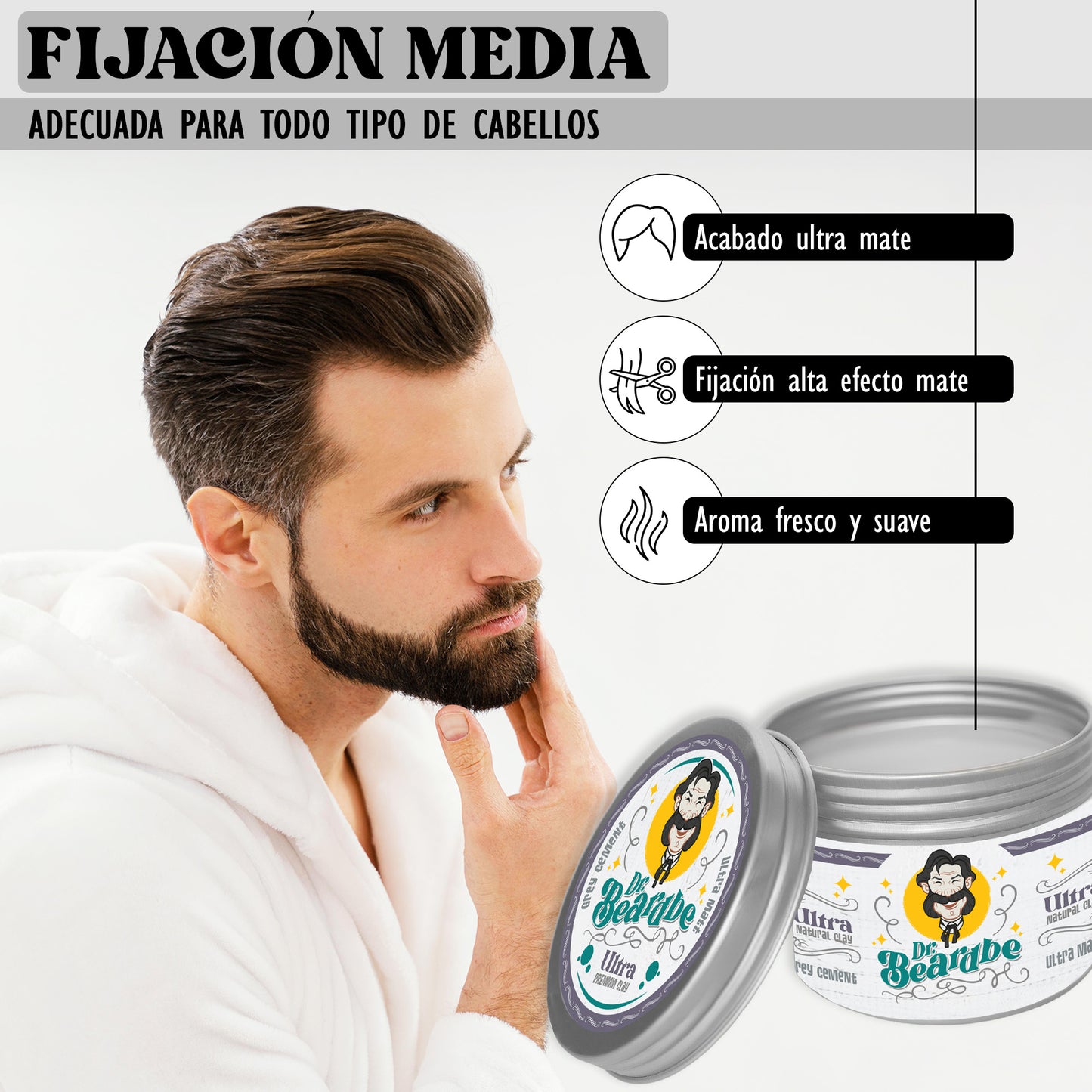 Grey CLAY – ARCILLA, ULTRA MATE, FIJACIÓN NORMAL